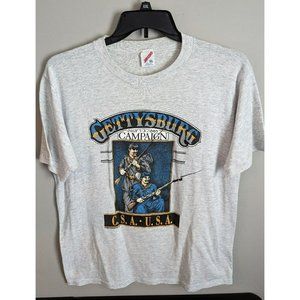* VINTAGE Gettysburg Campaign 1863 Gray Graphic T-Shirt Size XL USA Made